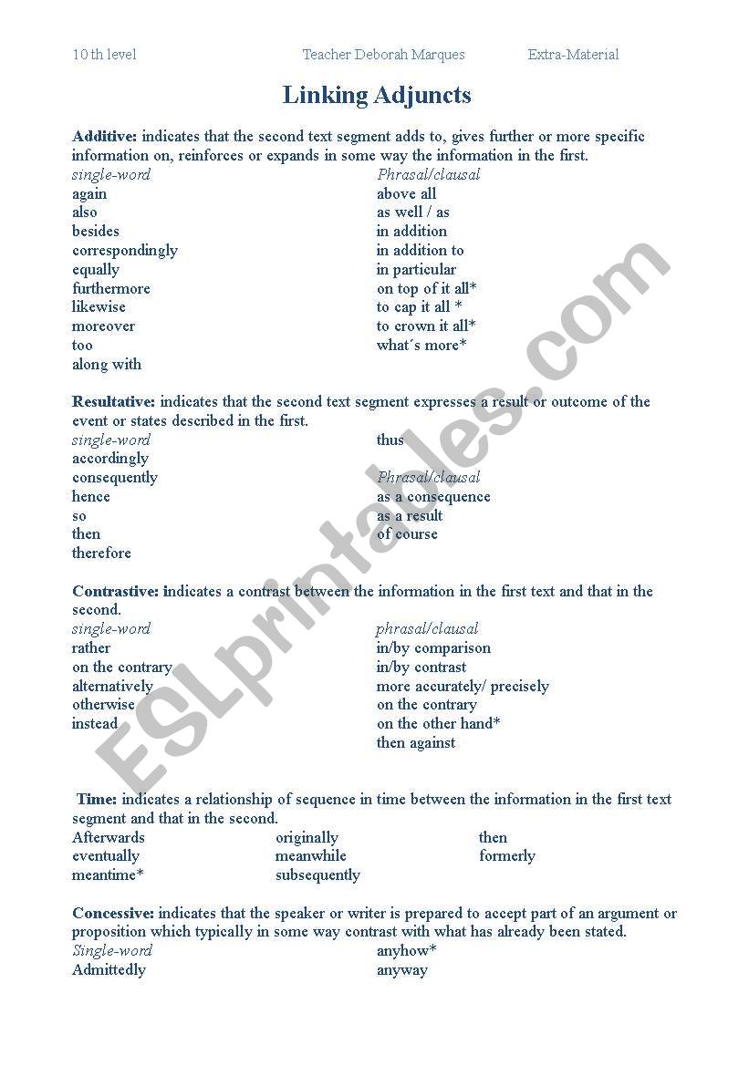 Linking words  worksheet