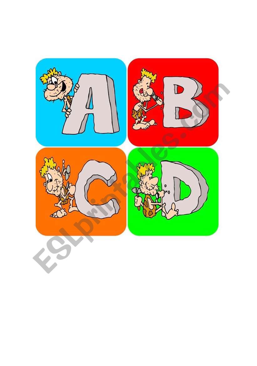 ***** High Quality Alphabet Cavemen　Flashcards 1 of 2(up to P)*****