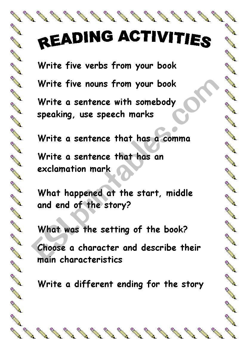 Reading Activities worksheet