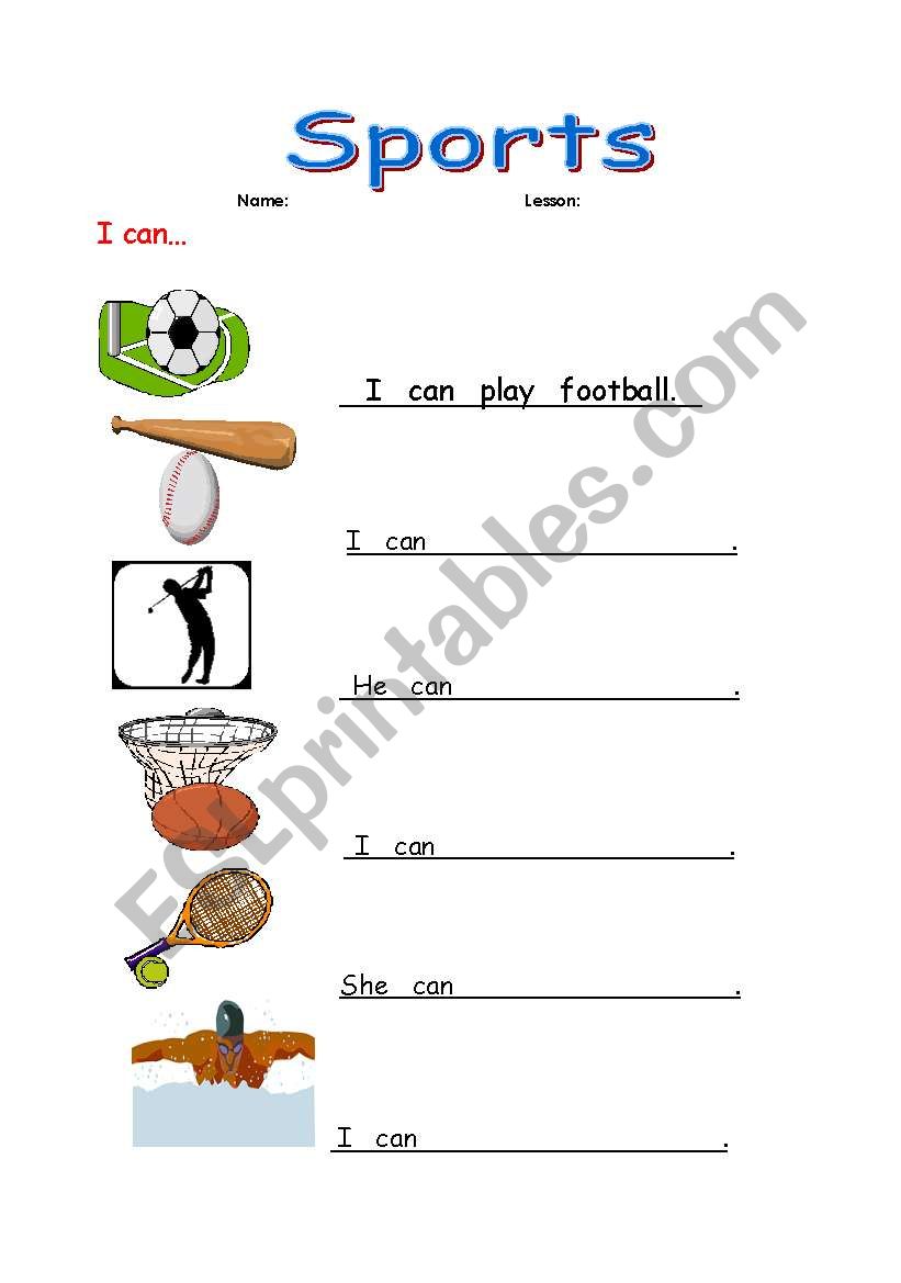 sports worksheet