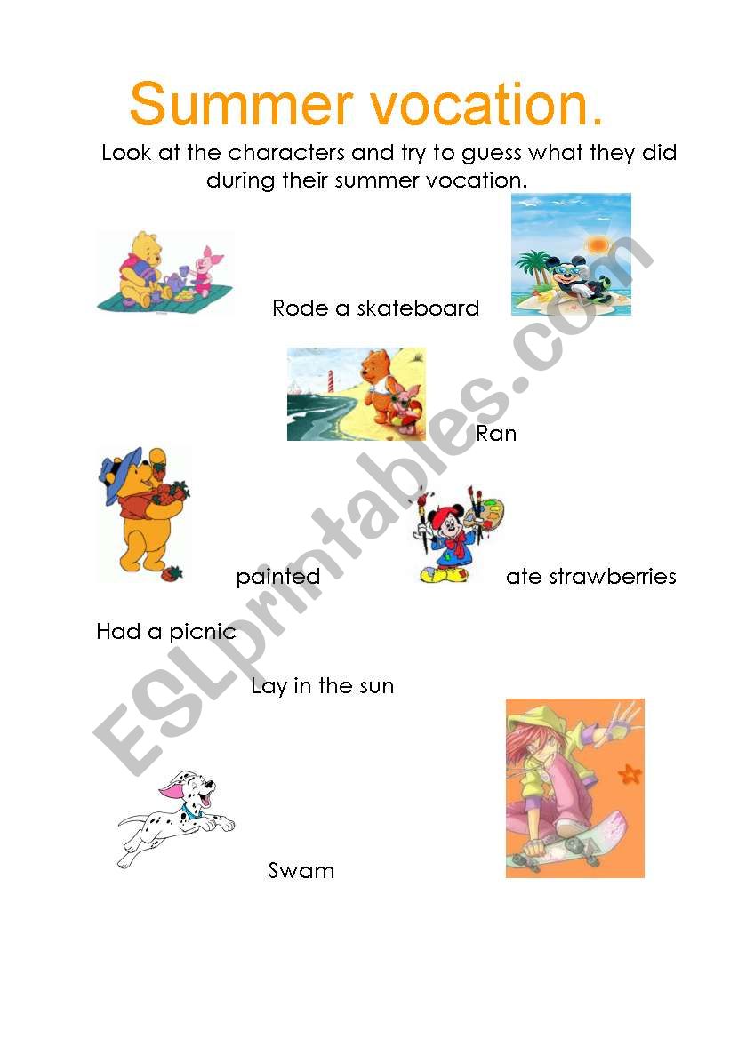 summer Vocation worksheet