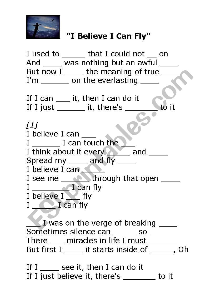 I believe I can fly worksheet