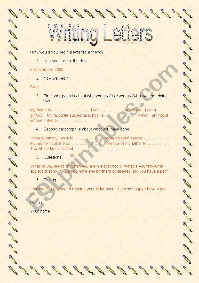 Letter Writing worksheet