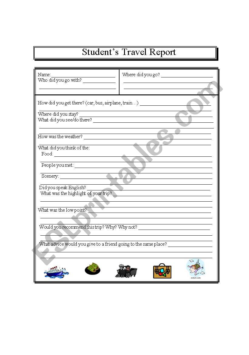 Student Travel Report worksheet