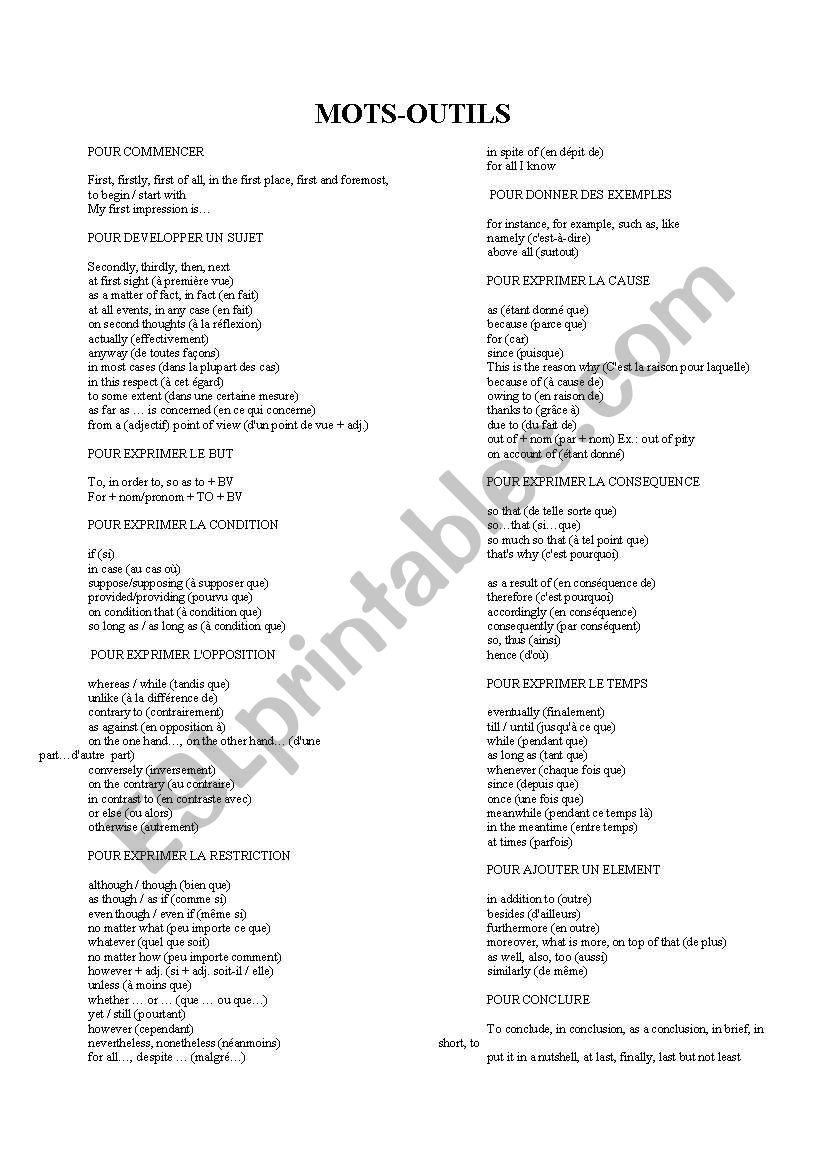 LinkWords worksheet