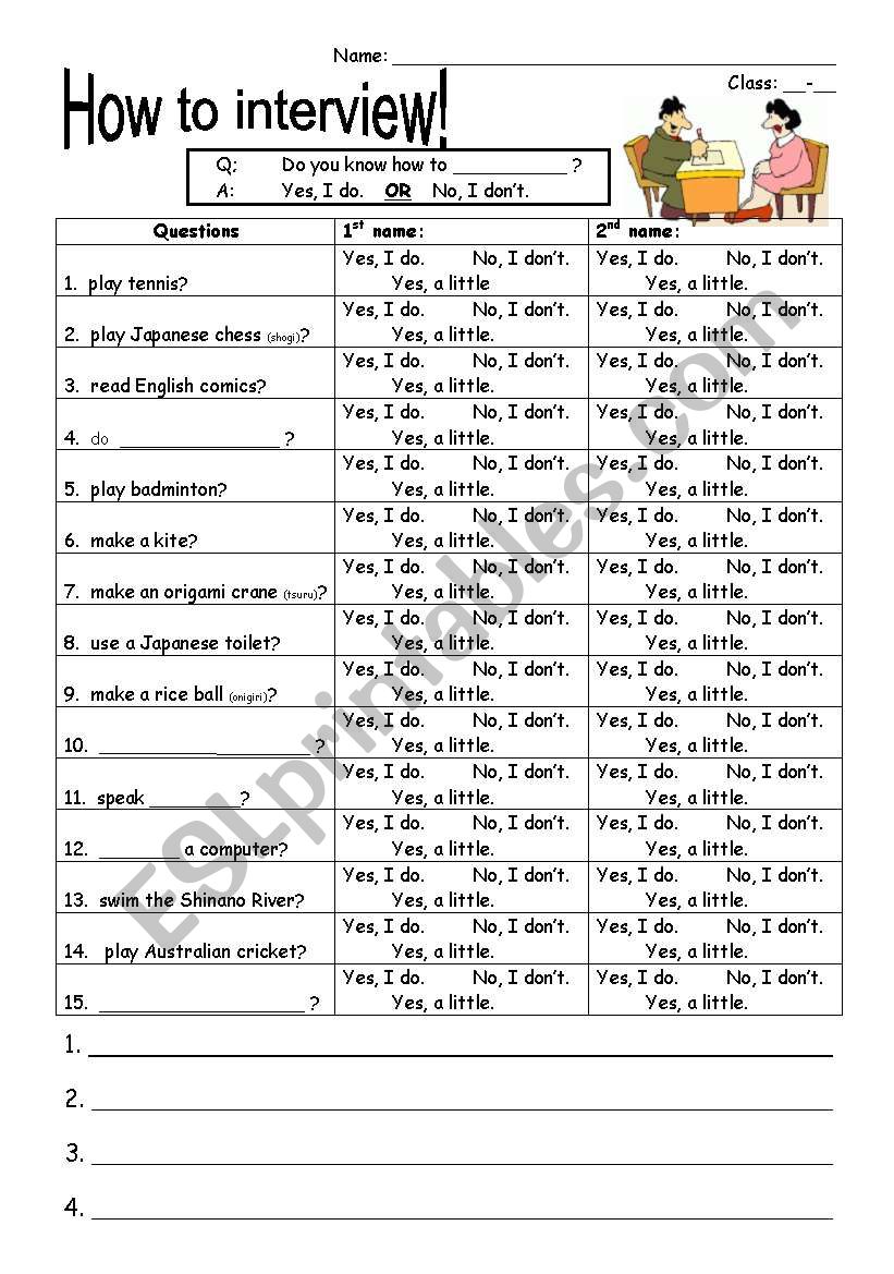 How To Interview worksheet