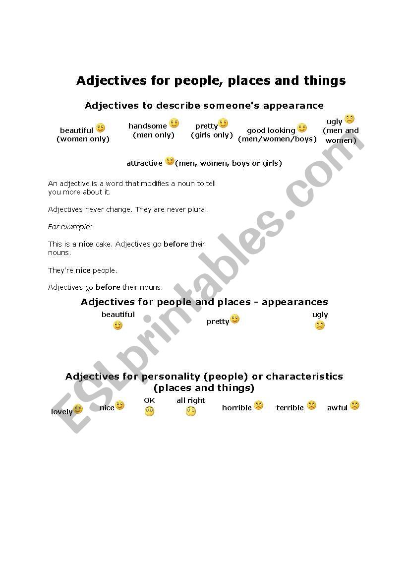 Adjectives/Questions worksheet