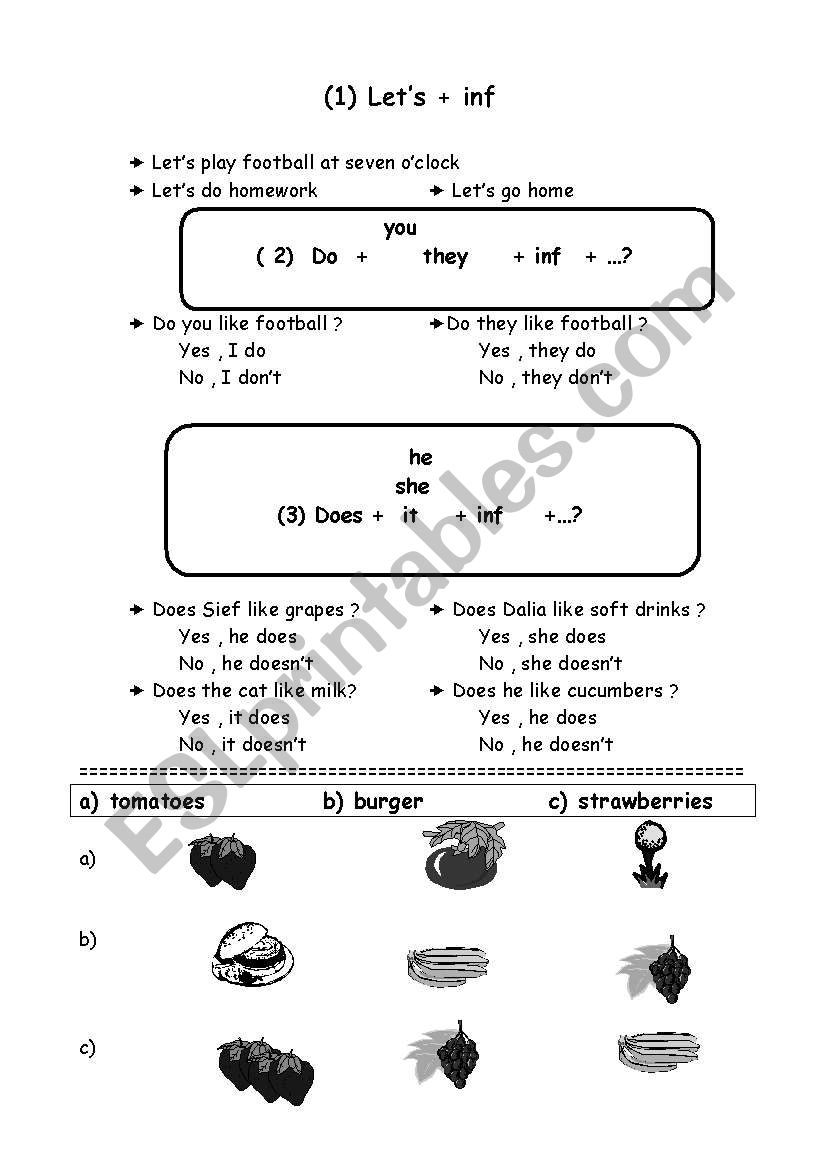 lets and exercises worksheet