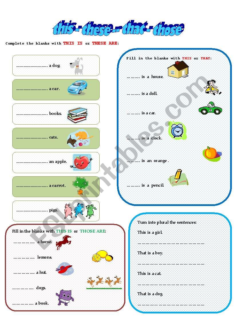 this-these / that -those worksheet