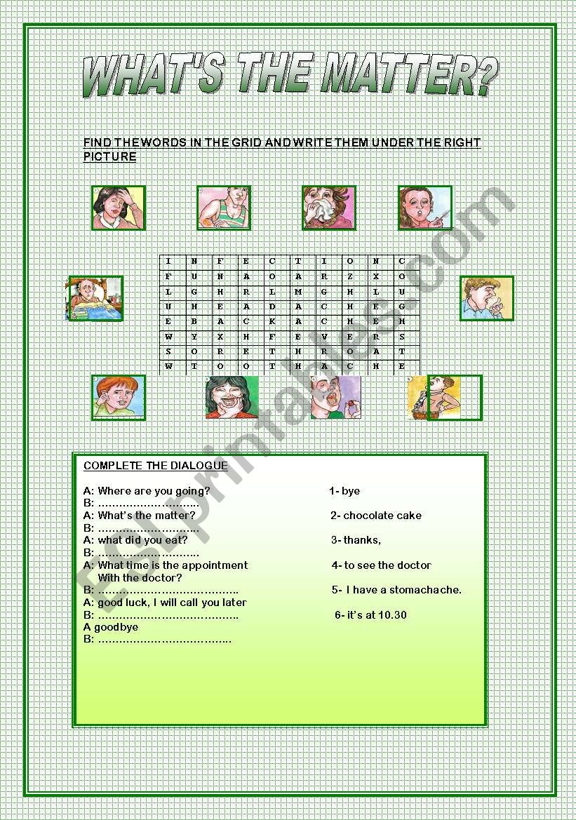 WHATÂ´S THE MATTER? worksheet