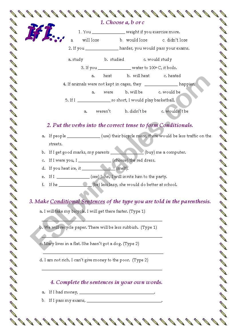 Conditional Types 1 and 2 worksheet