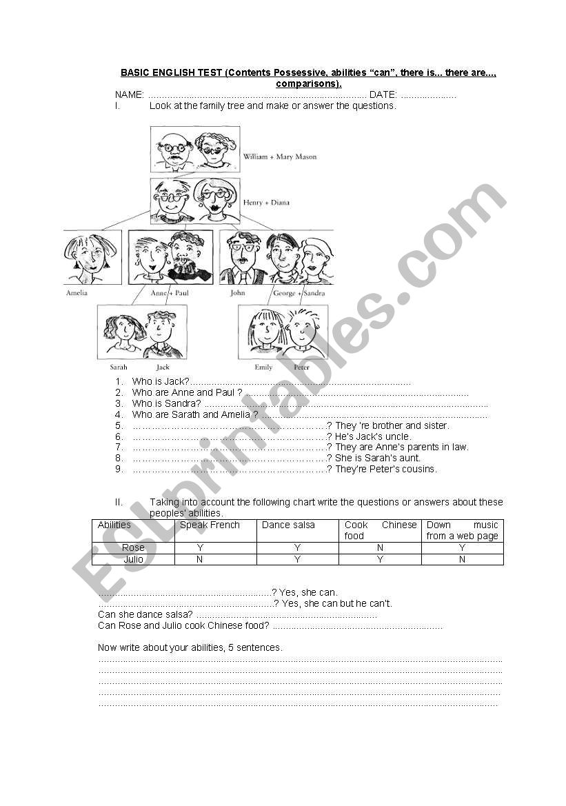 Basic English Text worksheet