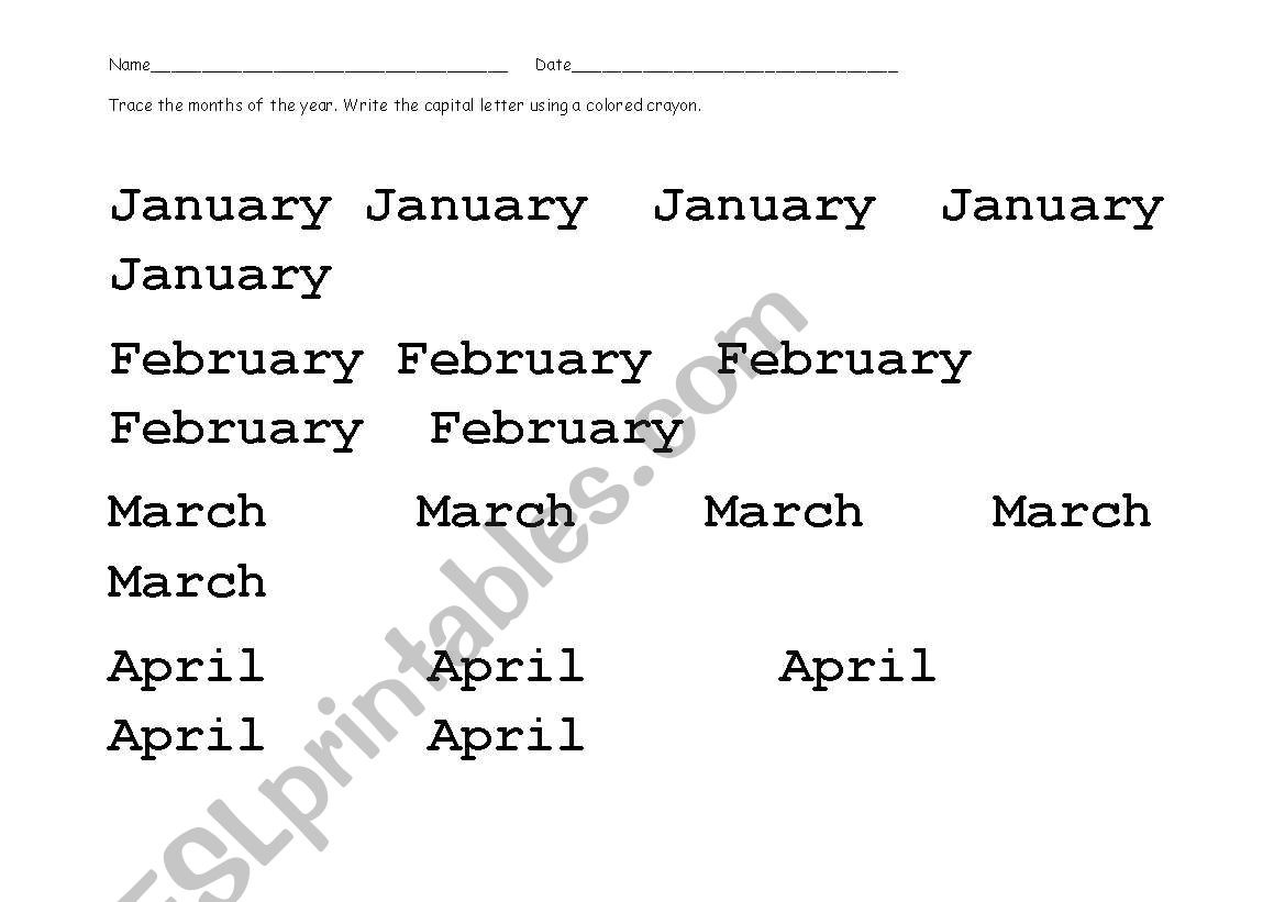 Months of theYear worksheet