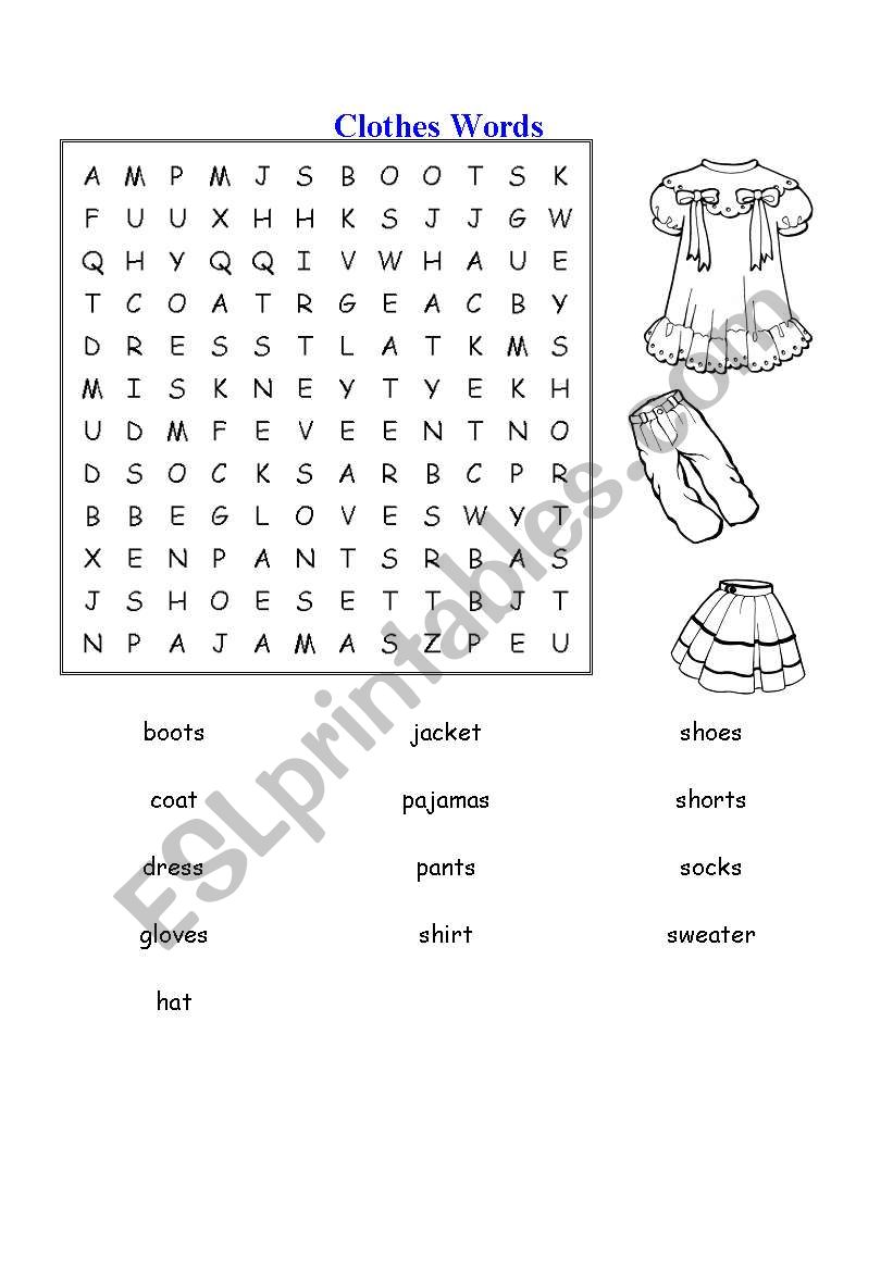Clothes Words worksheet