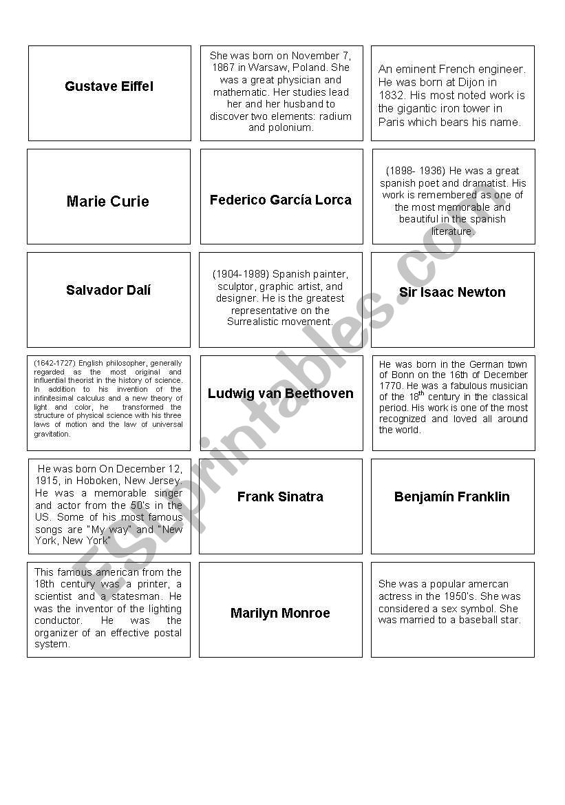 Memory Game worksheet