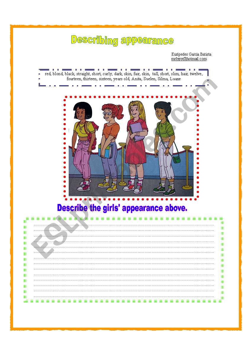 DESCRIBING APPEARANCE worksheet