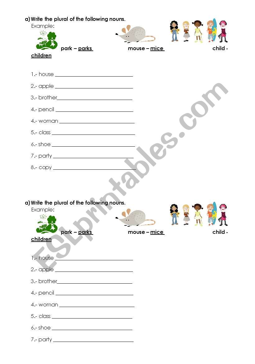 Plural nouns worksheet