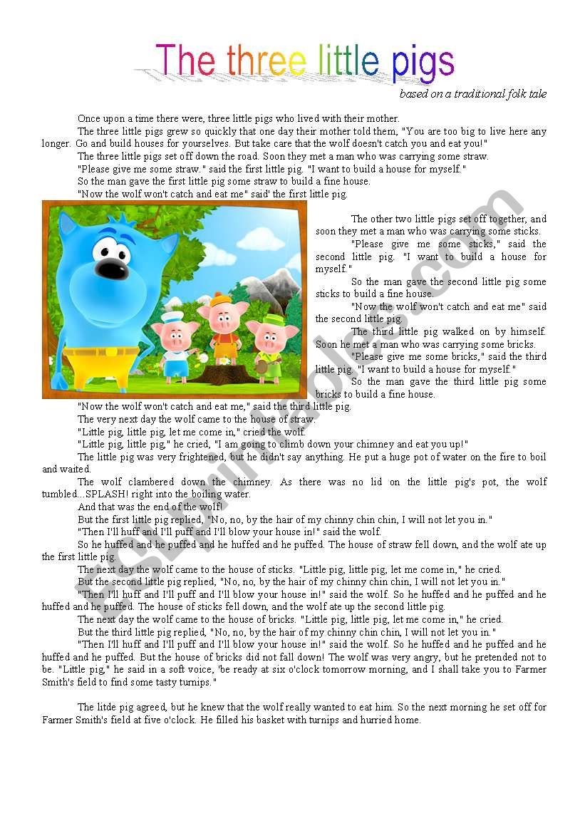 The three little pigs worksheet