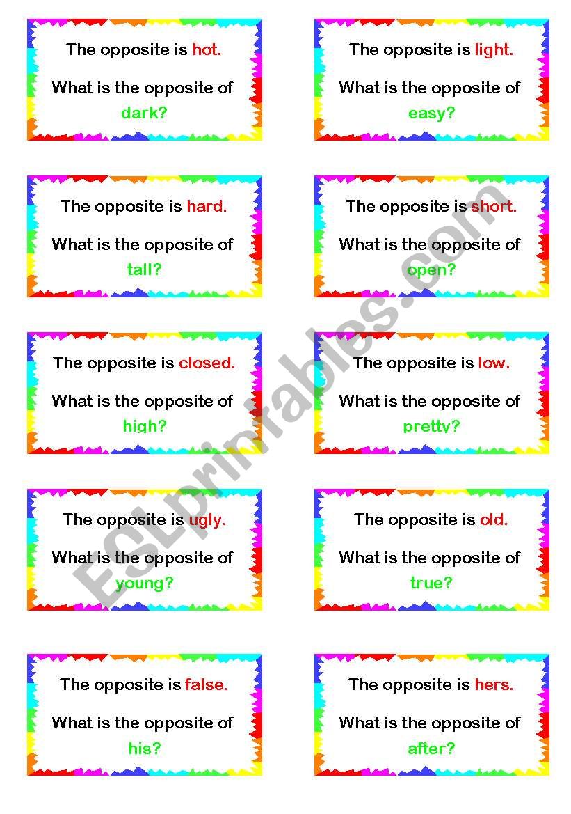 Loop Game - Opposites worksheet