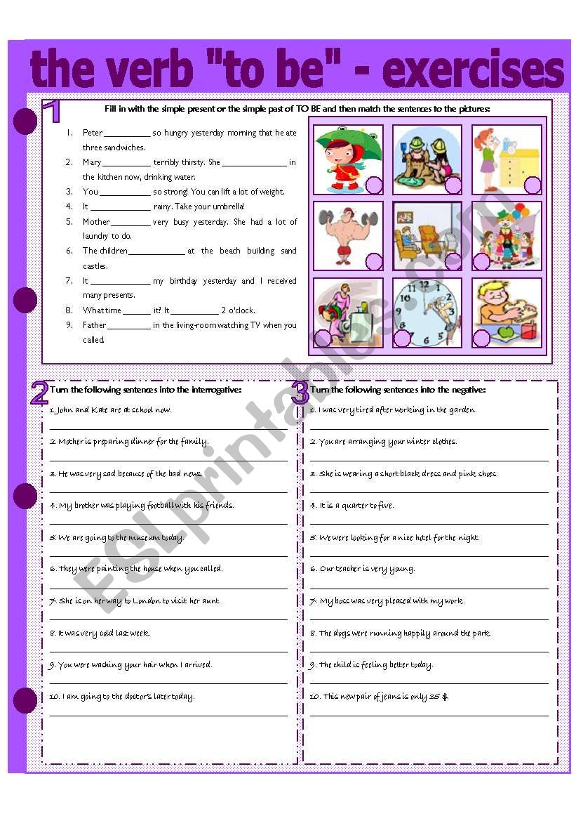 THE VERB TO BE - EXERCISES worksheet