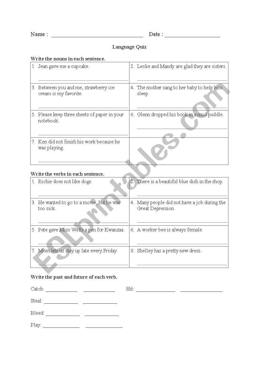 Nouns and Verbs Identification