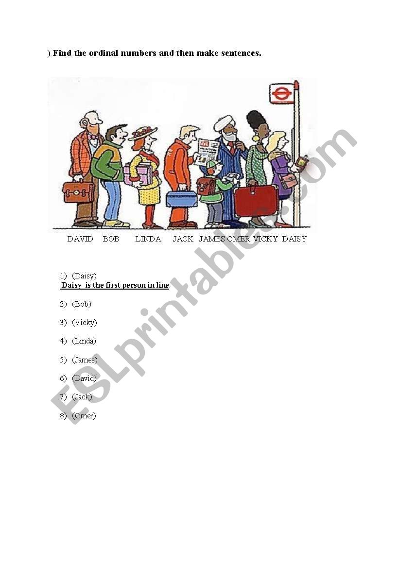 ordinal numbers worksheet