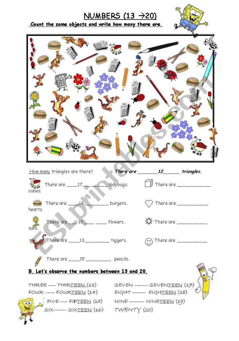 numbers worksheet