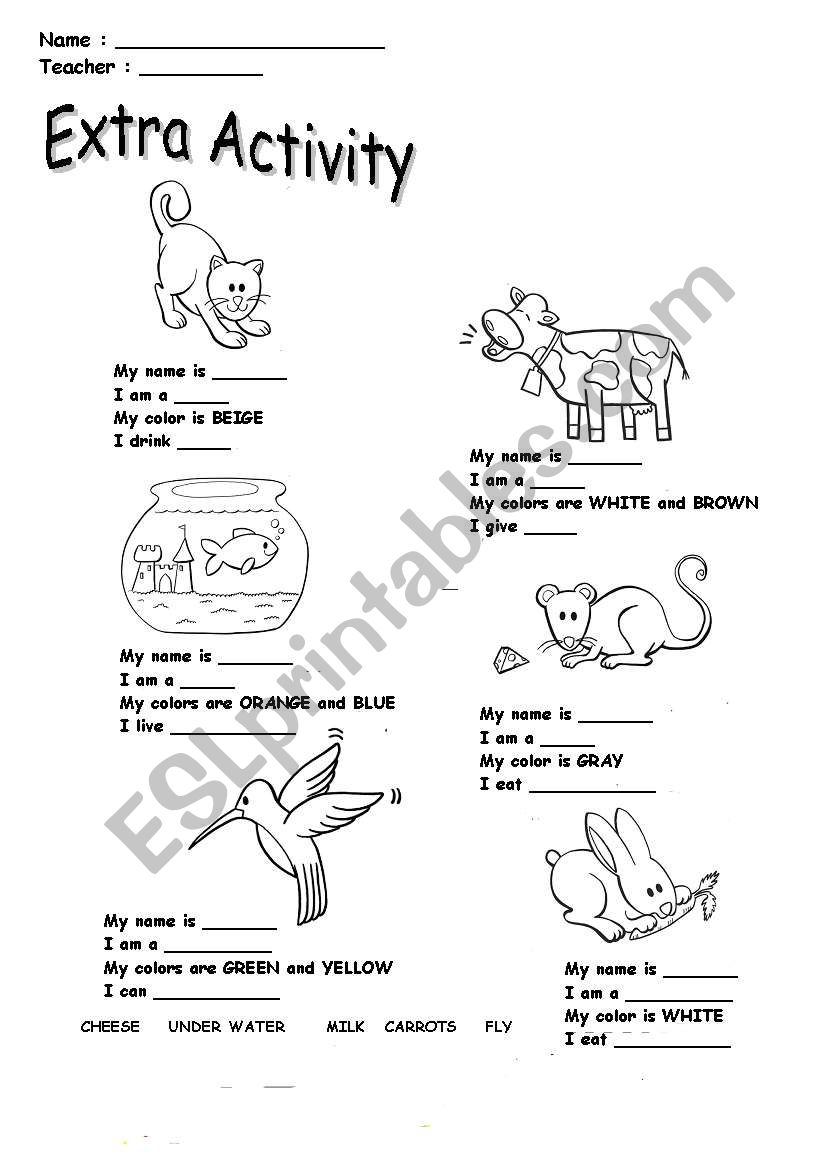 animal descriptions worksheet