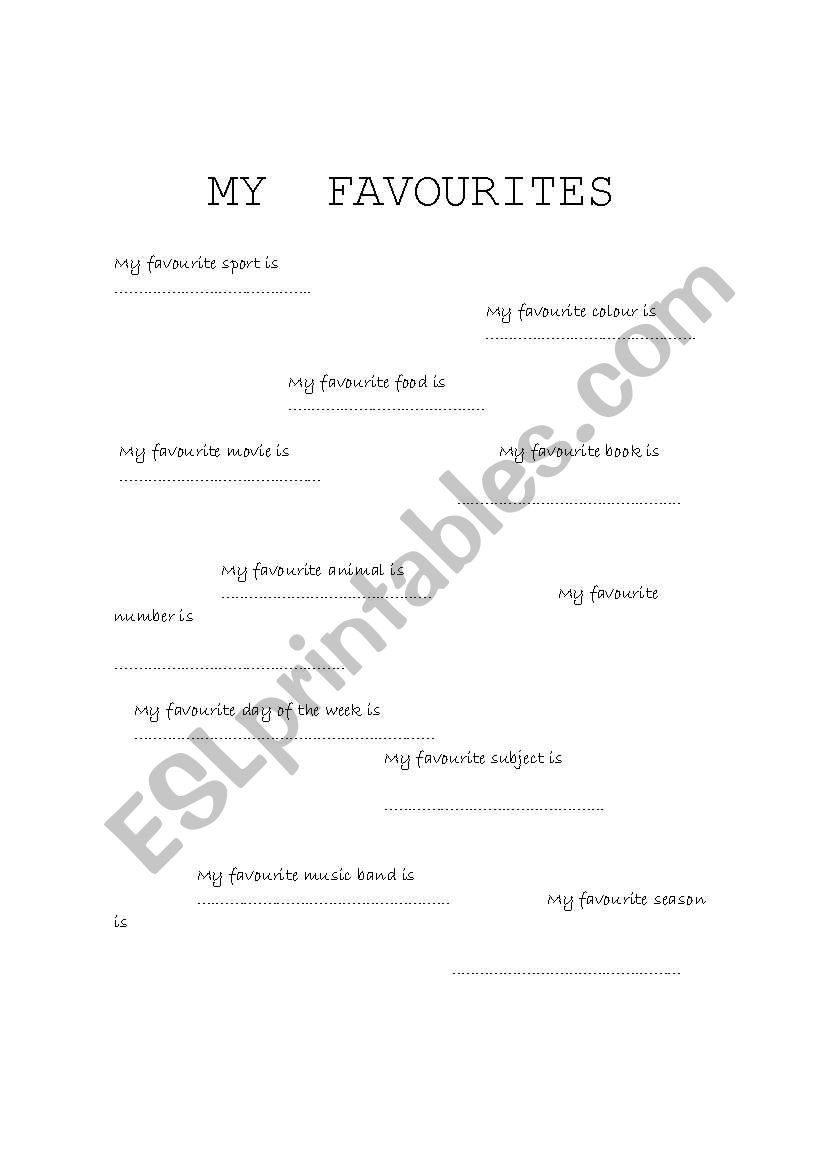 My favourites! worksheet