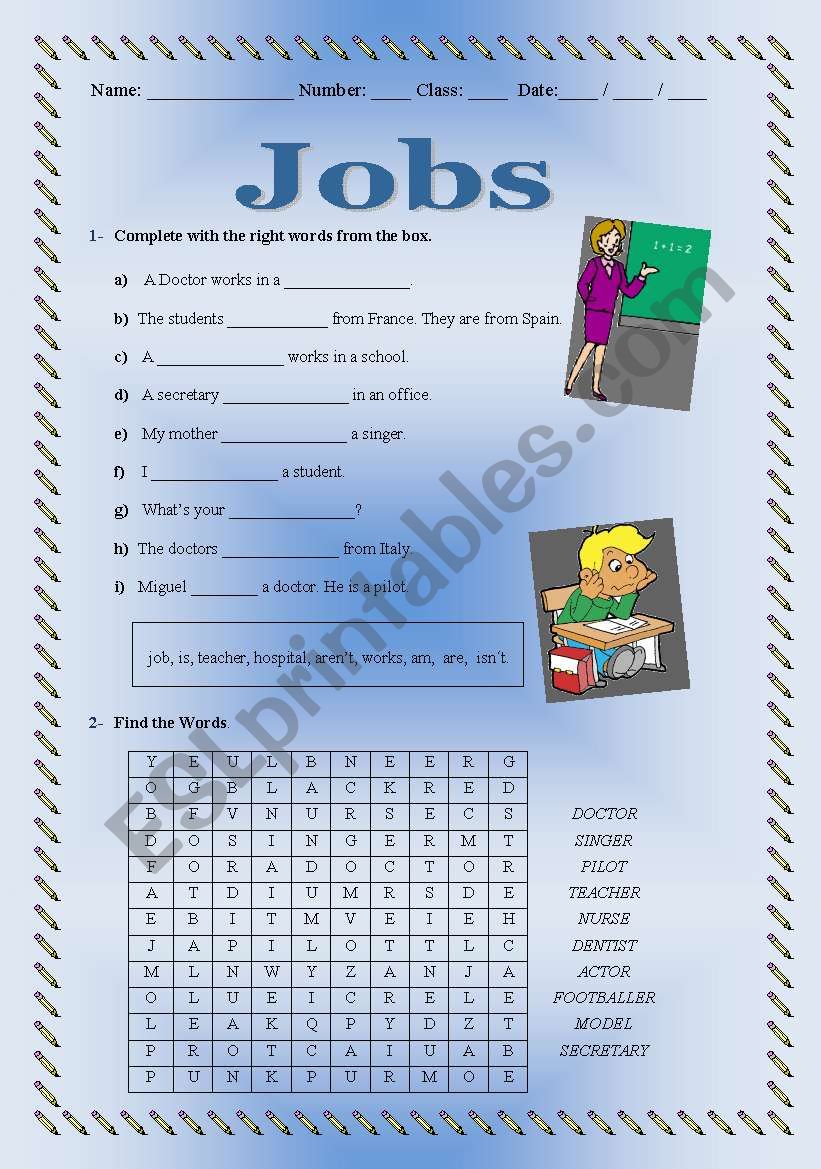 Jobs worksheet
