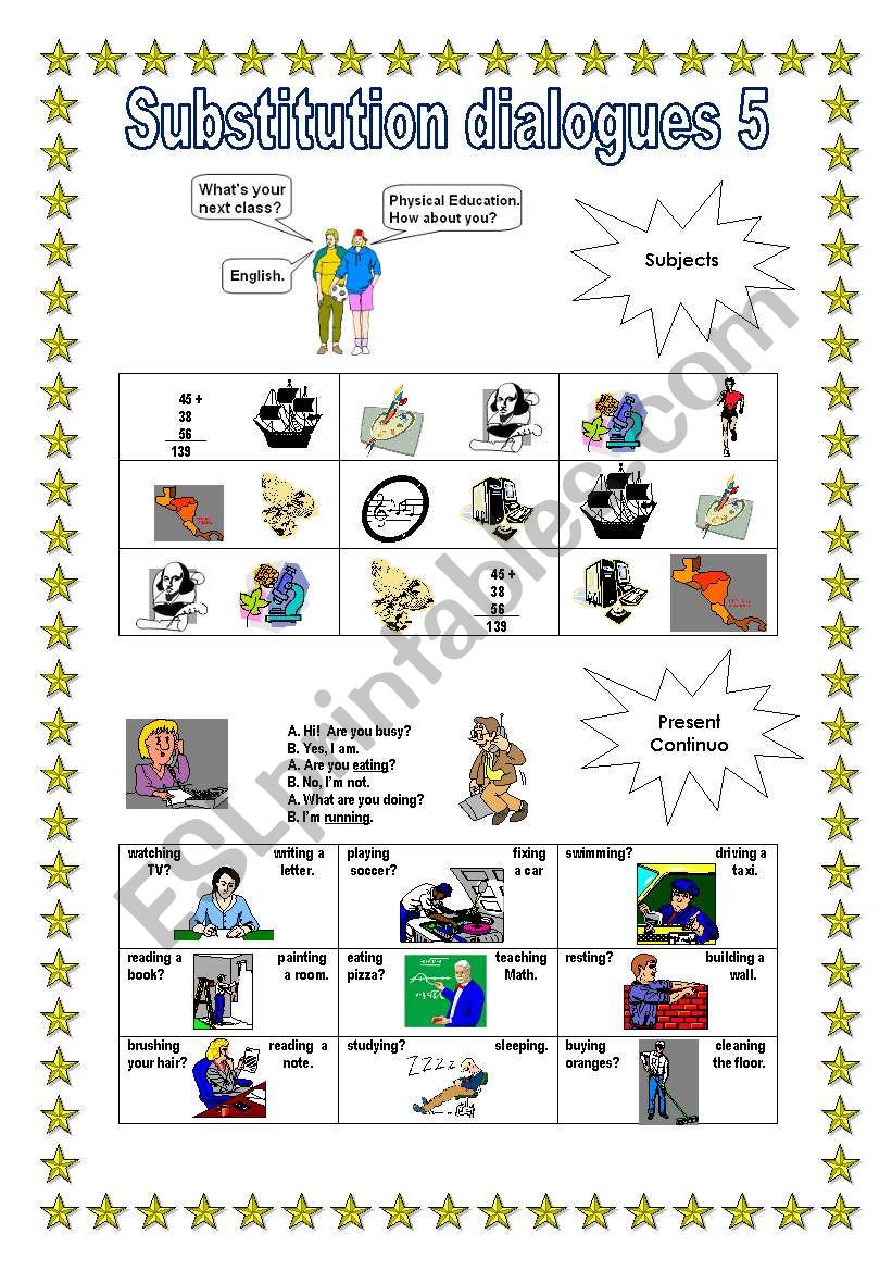 Substitution Dialogue 5 worksheet