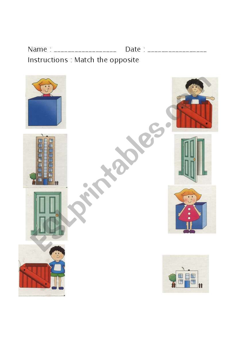 Match the opposite worksheet