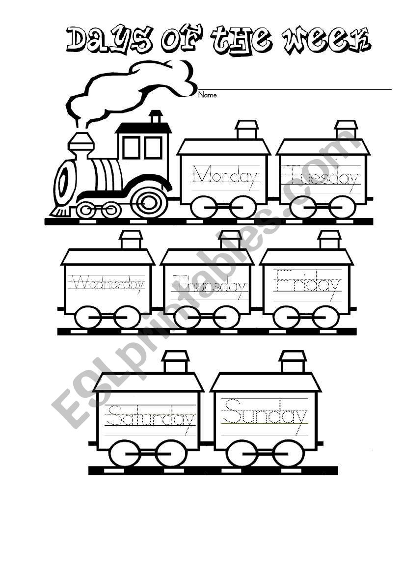 Week days train worksheet