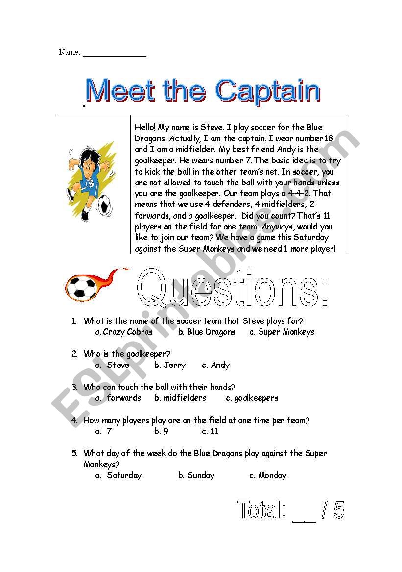 Meet the Captain (reading comprehension)