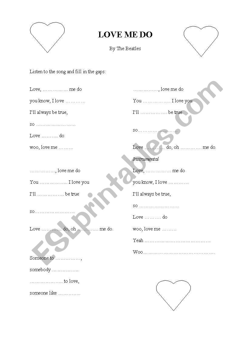 LOVE ME DO worksheet