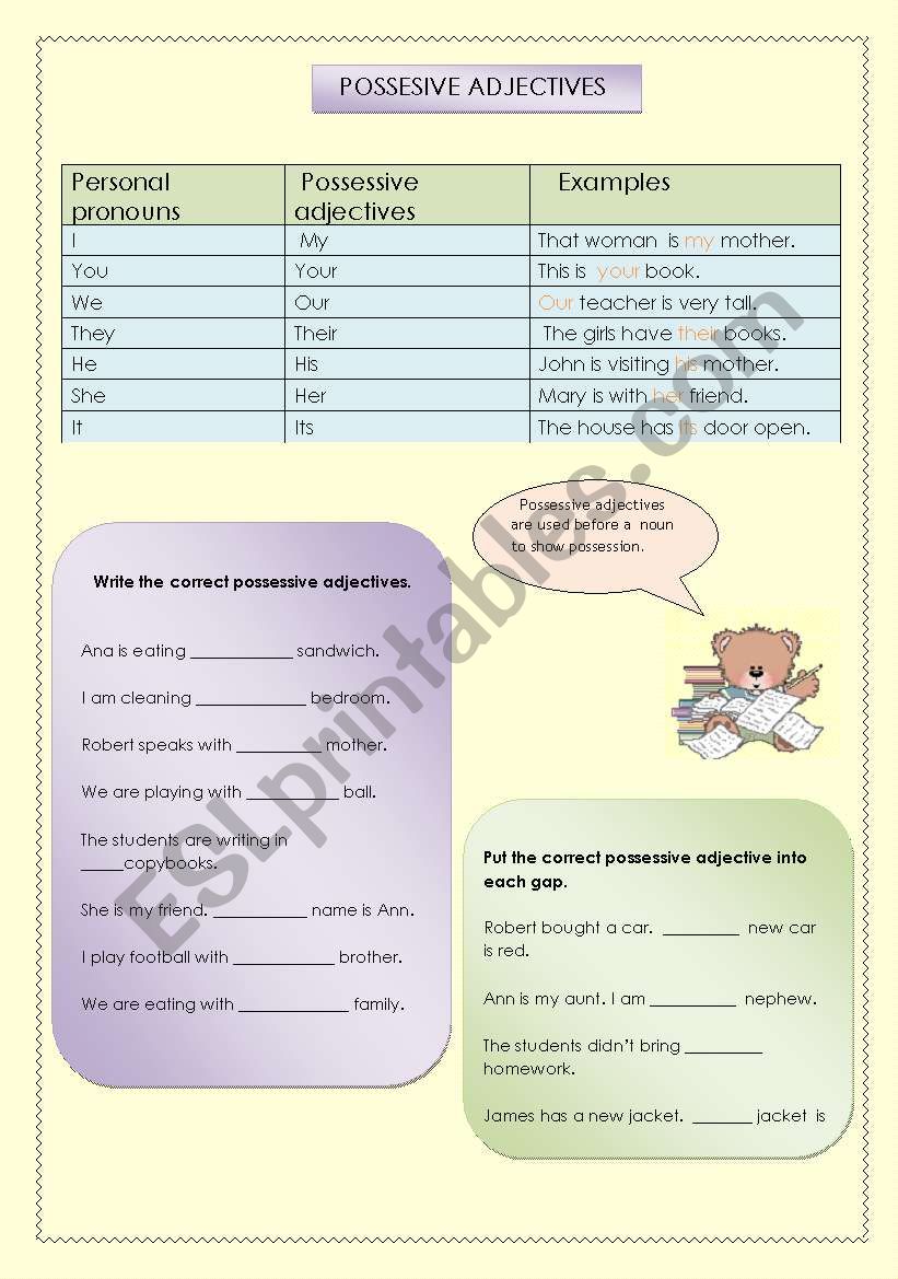 Possesive Adjectives worksheet