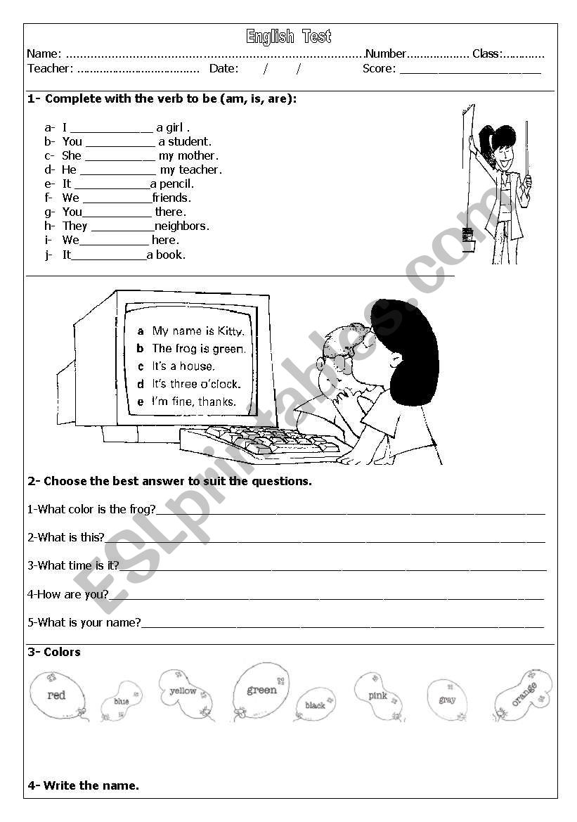 English Test worksheet