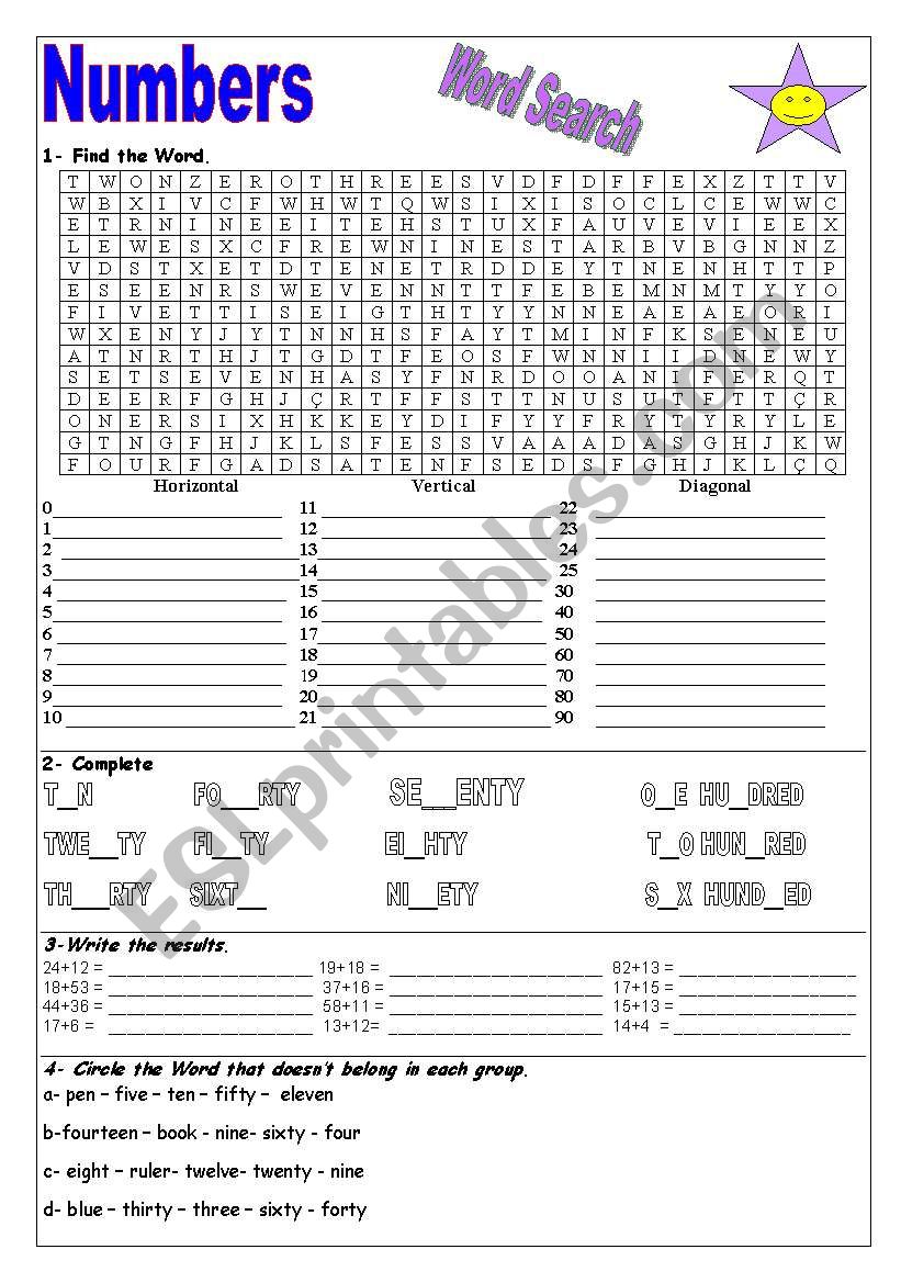 Numbers worksheet