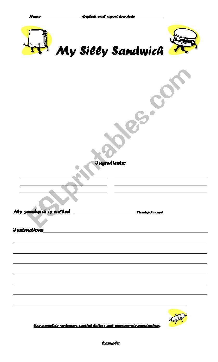 My Silly Sandwich worksheet