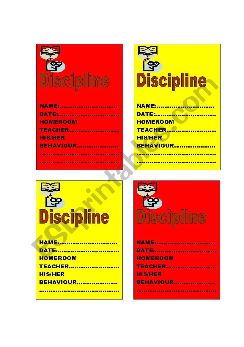 RED AND YELLOW CARDS FOR DISCIPLINE