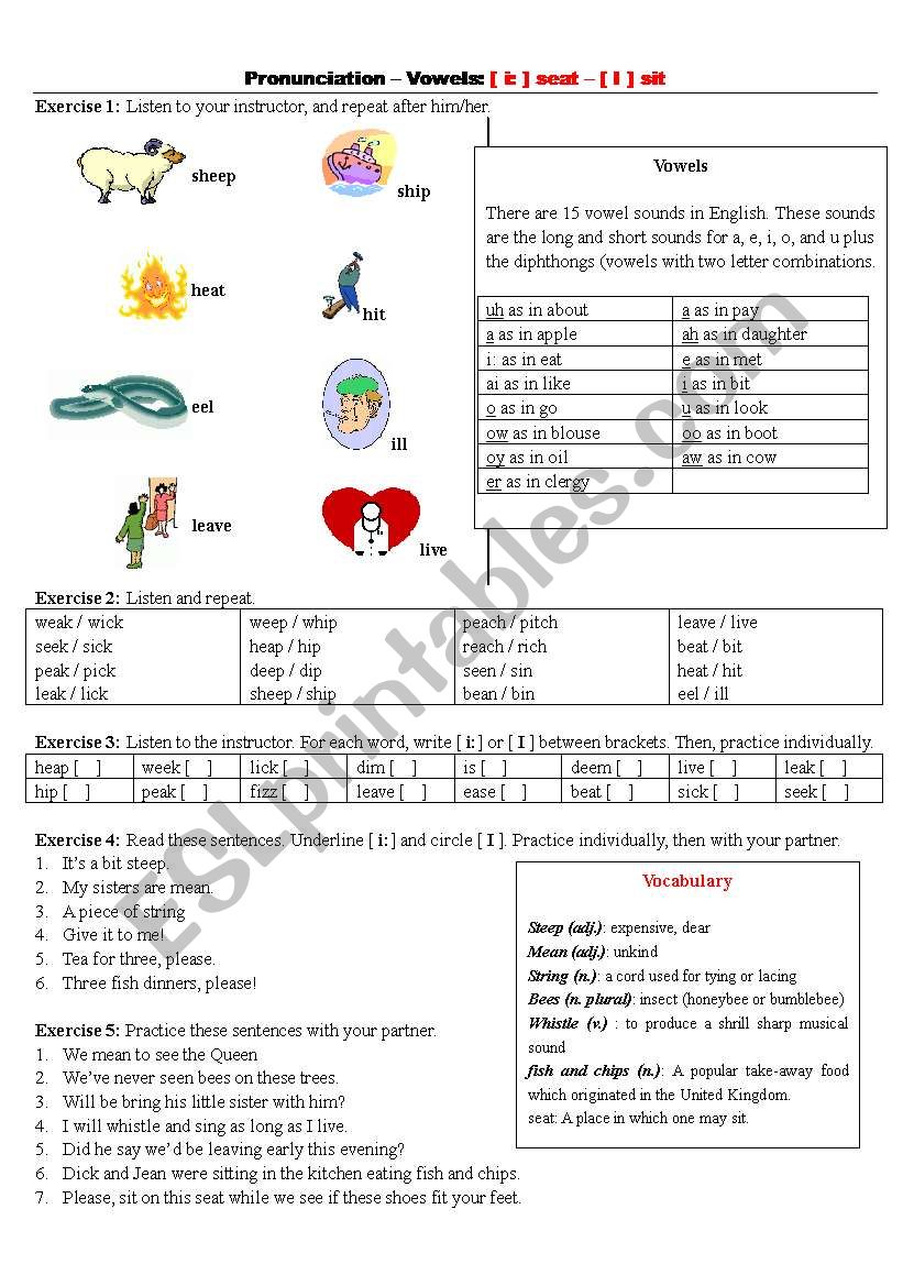 Pronunciation worksheet