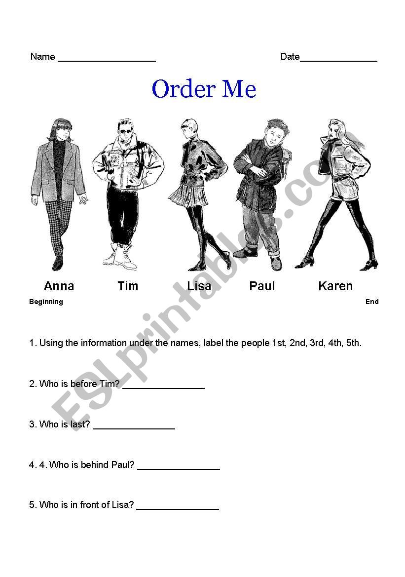 Order worksheet