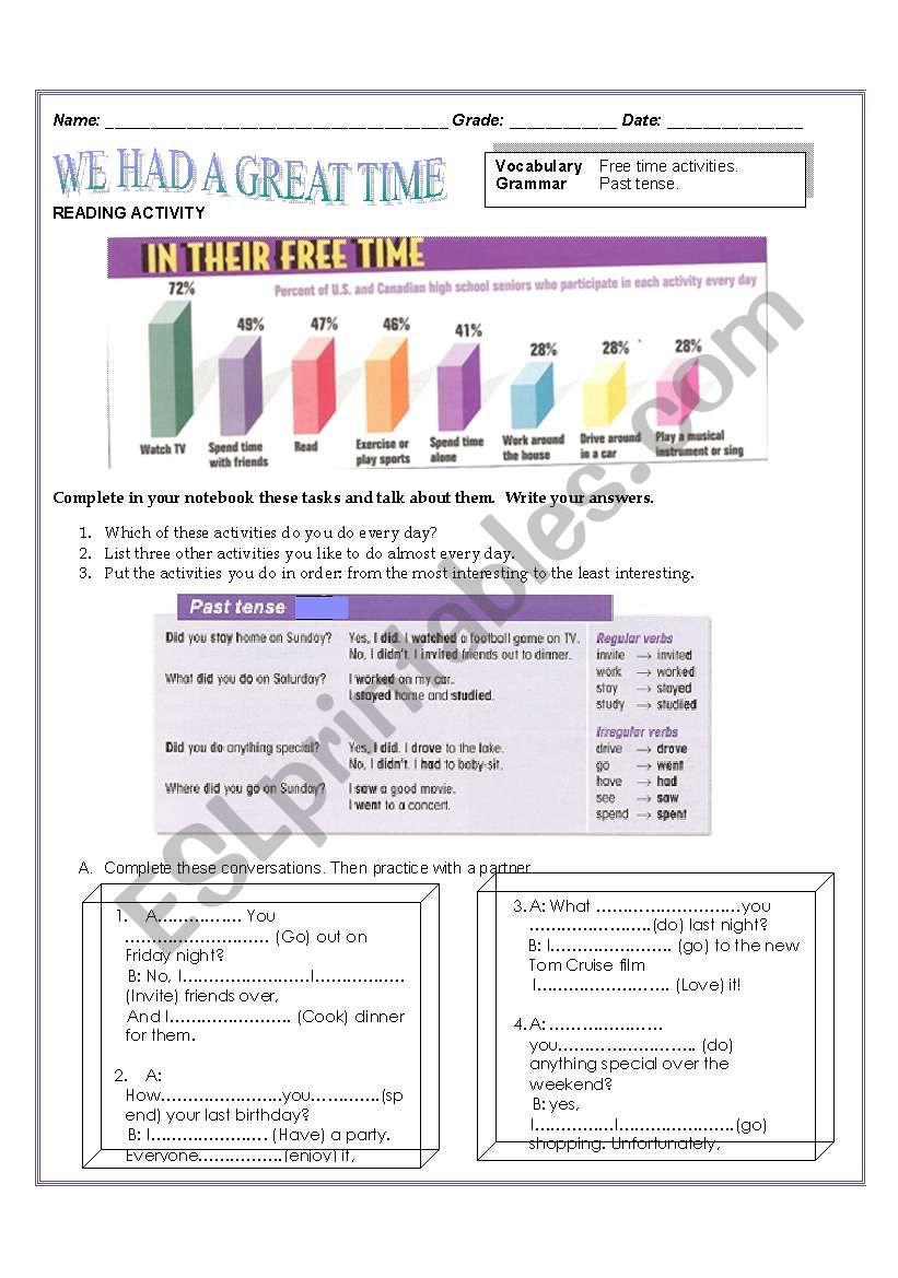 SIMPLE PAST TENSE  worksheet