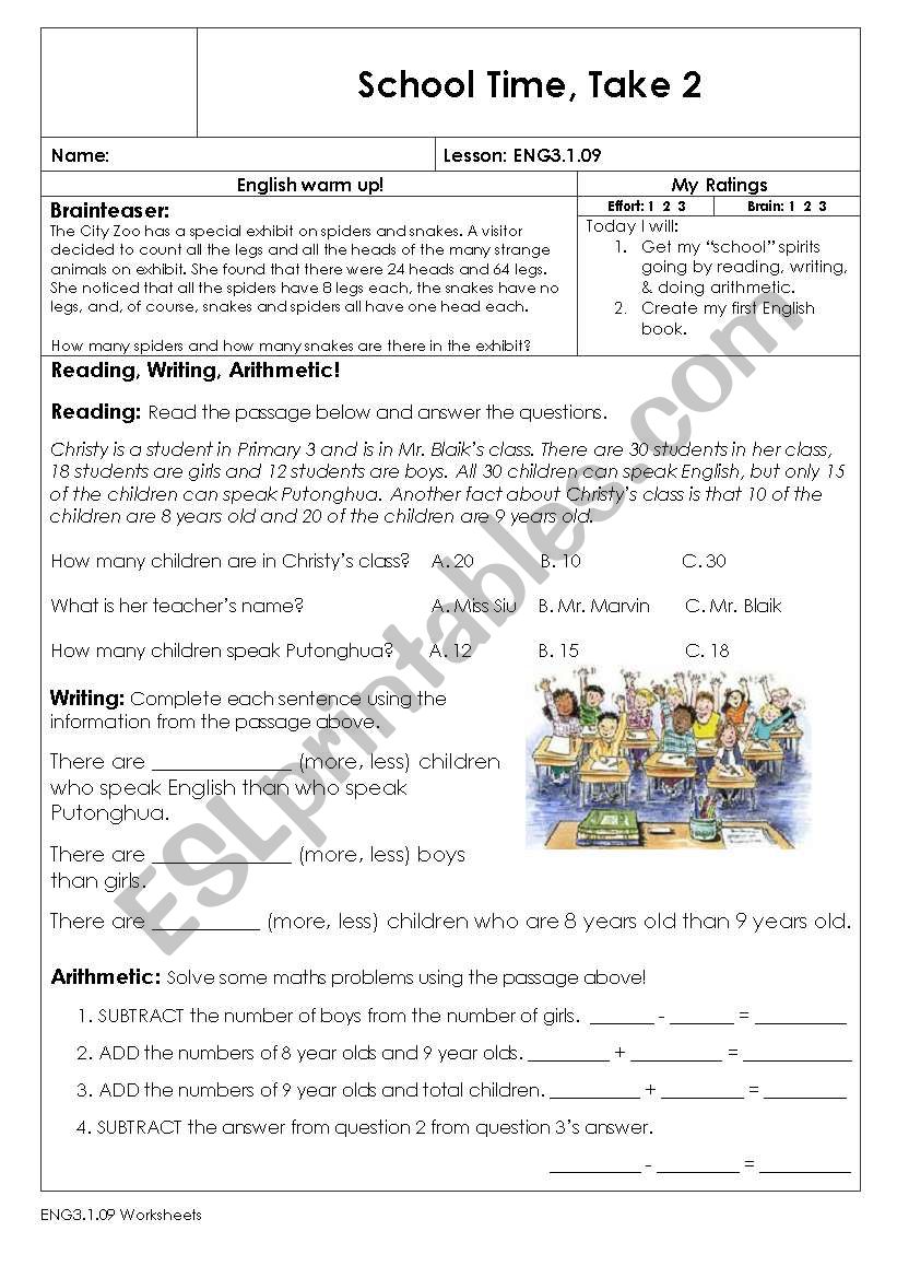 school Time worksheet