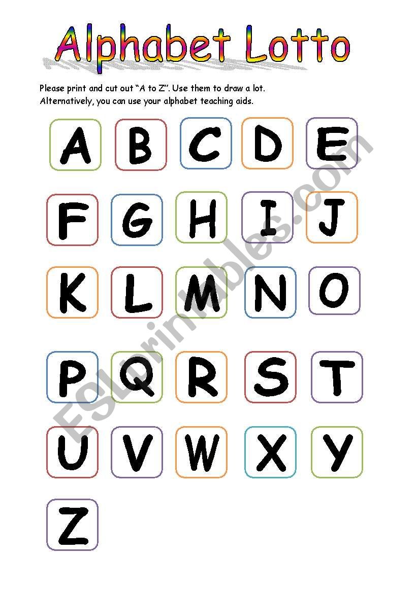 Alphabet Lotto Game  (Alphabet and 12 Lotto Cards)