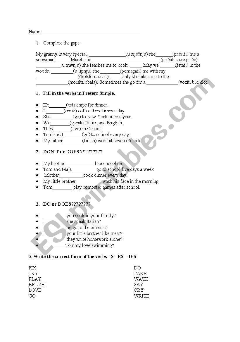 test worksheet