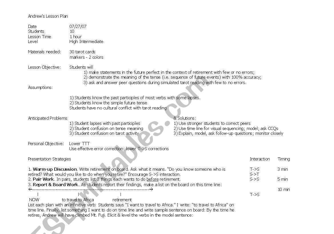 lesson plan worksheet