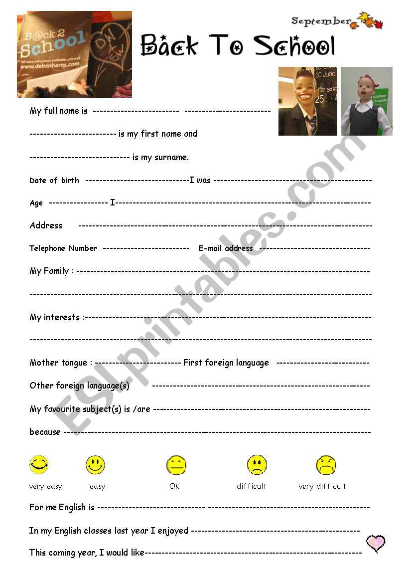 Back 2 School worksheet