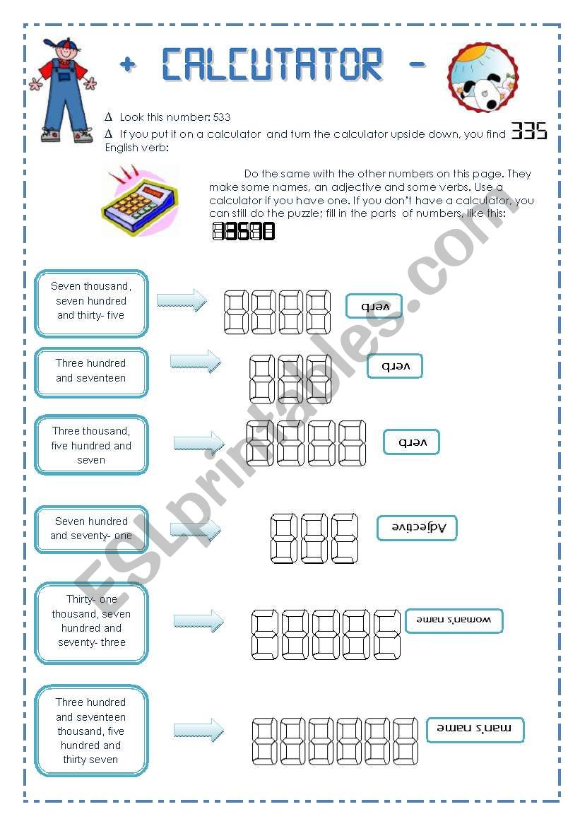 Calculator worksheet