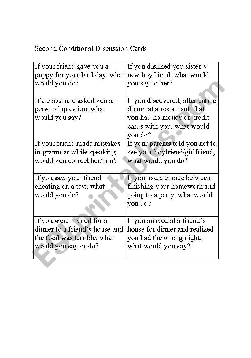 Second Conditional Discussion Cards